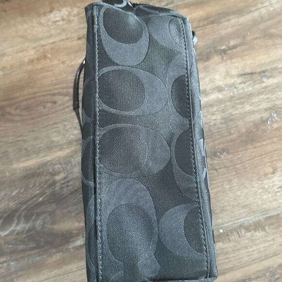 Coach Black Sequin Shiny Logo Duffle Tote Shoulder Bag Signature C Monogram - Picture 4 of 7
